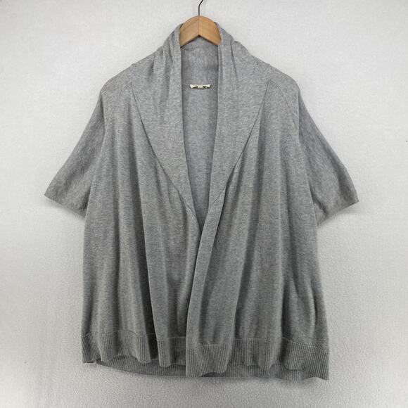 Eileen Fisher Sweaters - EILEEN FISHER Cardigan XS Organic Cotton Open Front Shawl Short Sleeve Gray